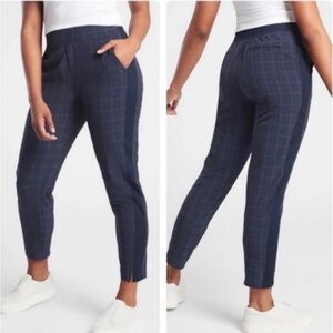 Athleta Womens Brooklyn Textured Ankle Pants Ribbed Side Navy Blue Size 8